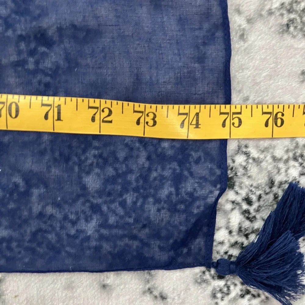 NWT Vineyard Vines Martha's Vineyard Navy Cotton Linen Tassel Scarf Wrap Shawl